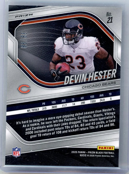 Devin Hester 2025 Panini Prizm Black purple prizm #'d 39/99