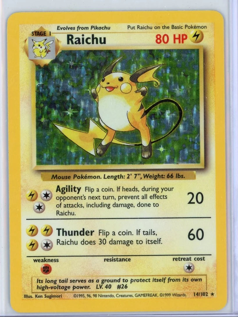 Raichu Pokémon Base Set Holo #14/102