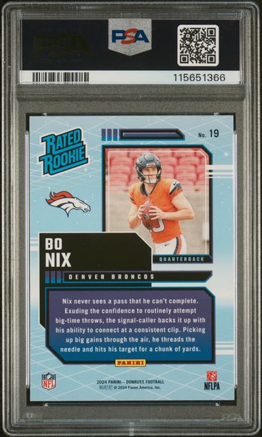 Bo Nix 2024 Panini Donruss Football Rated Rookies Retro PSA 9