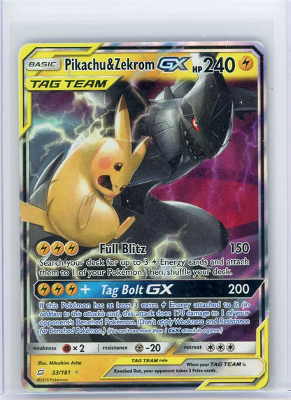 Pikachu & Zekrom GX Tag Team 2019 Pokémon full art rare holo 33/181