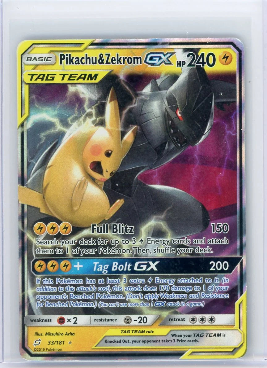 Pikachu & Zekrom GX Tag Team 2019 Pokémon full art rare holo 33/181