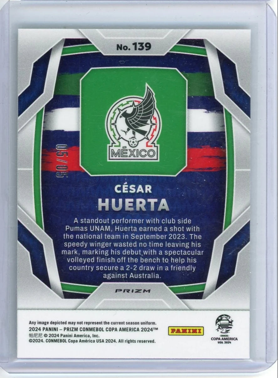 Cesar Huerta 2024 Panini Prizm green pulsar prizm rookie card #'d 05/05