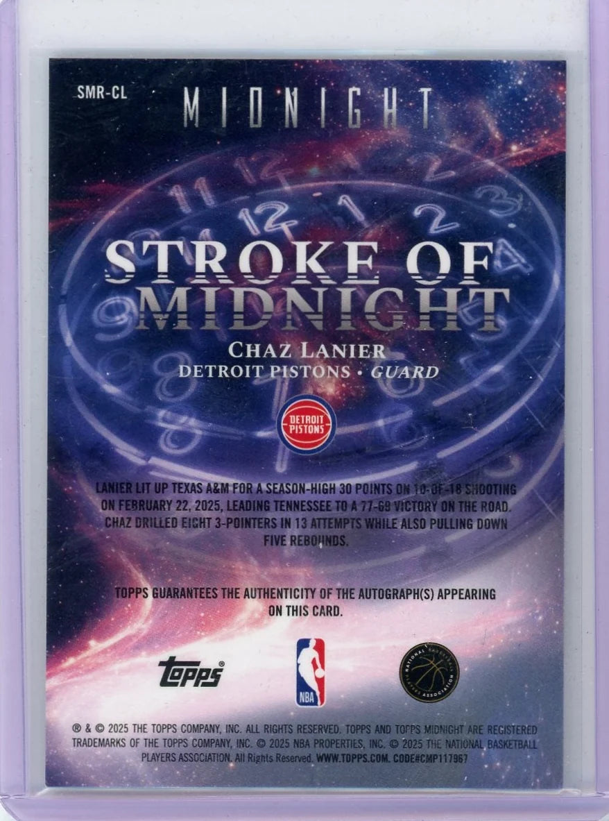 Chaz Lanier 2025 Topps Midnight Strokes of Midnight Autograph #'d 014/199