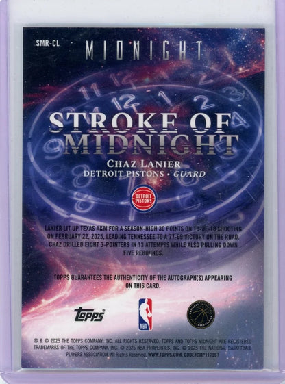Chaz Lanier 2025 Topps Midnight Strokes of Midnight Autograph #'d 014/199