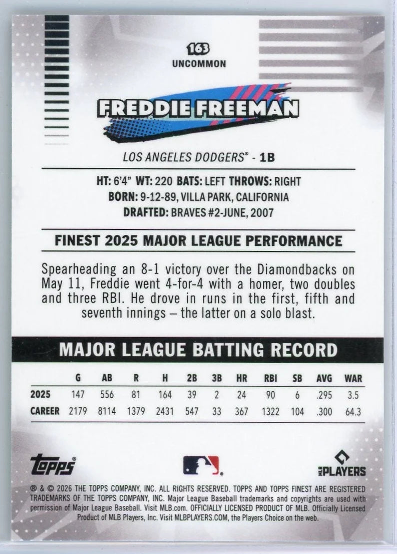 Freddie Freeman 2026 Topps Finest  #'d 063/199