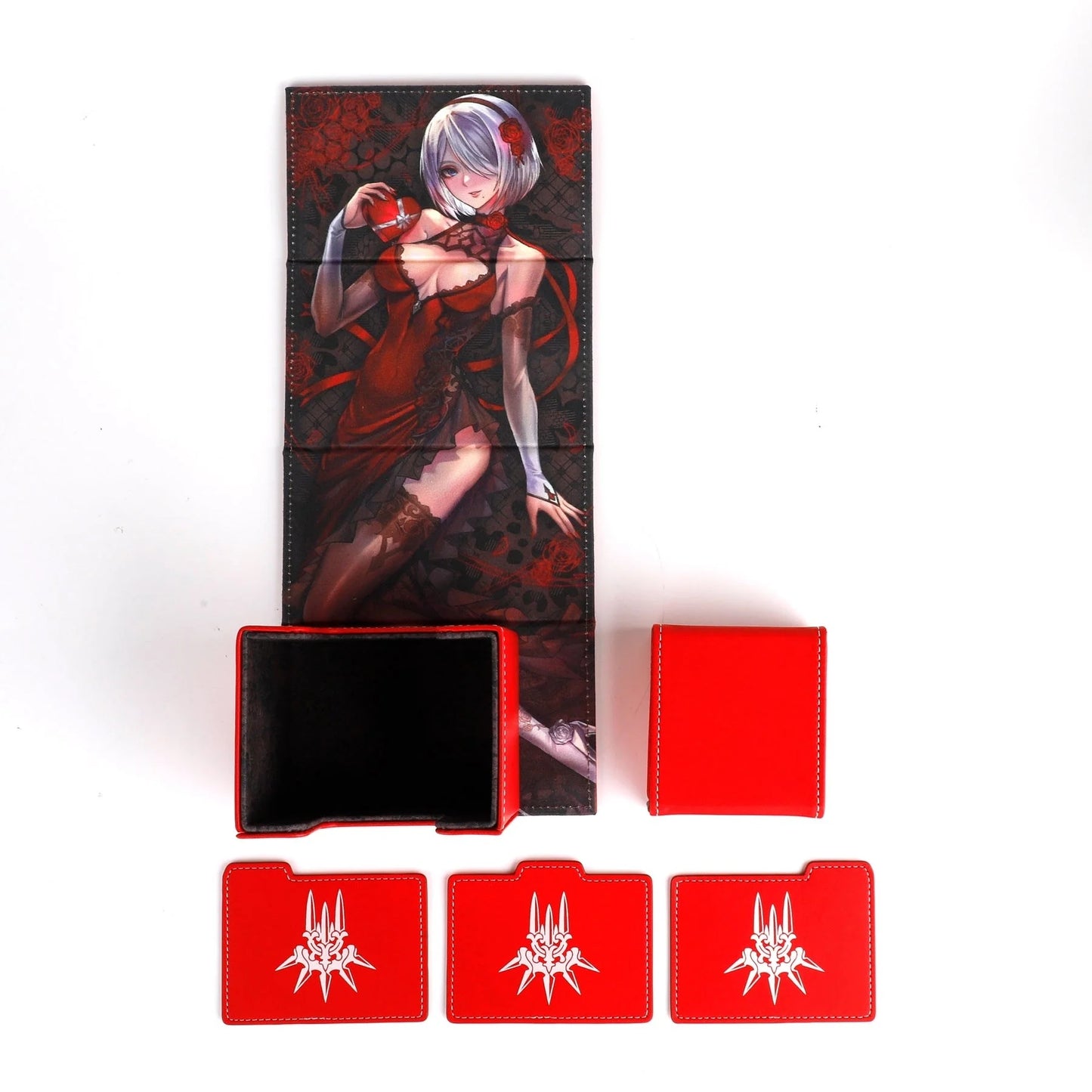 2B MINE Faux Leather Deck Box with Magnetic Dice Tray (2bonbon) (Red)