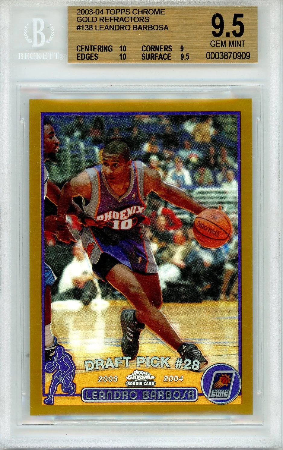 Leandro Barbosa 2003-04 Topps Chrome Gold ref. RC #'d 31/50 BGS 9.5