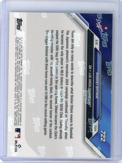 Shohei Ohtani 2024 Topps NOW 'Becomes 1st 50/50 Player in MLB History' #722