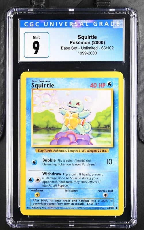 Squirtle Pokémon Base Set Unlimited #63/102 CGC 9