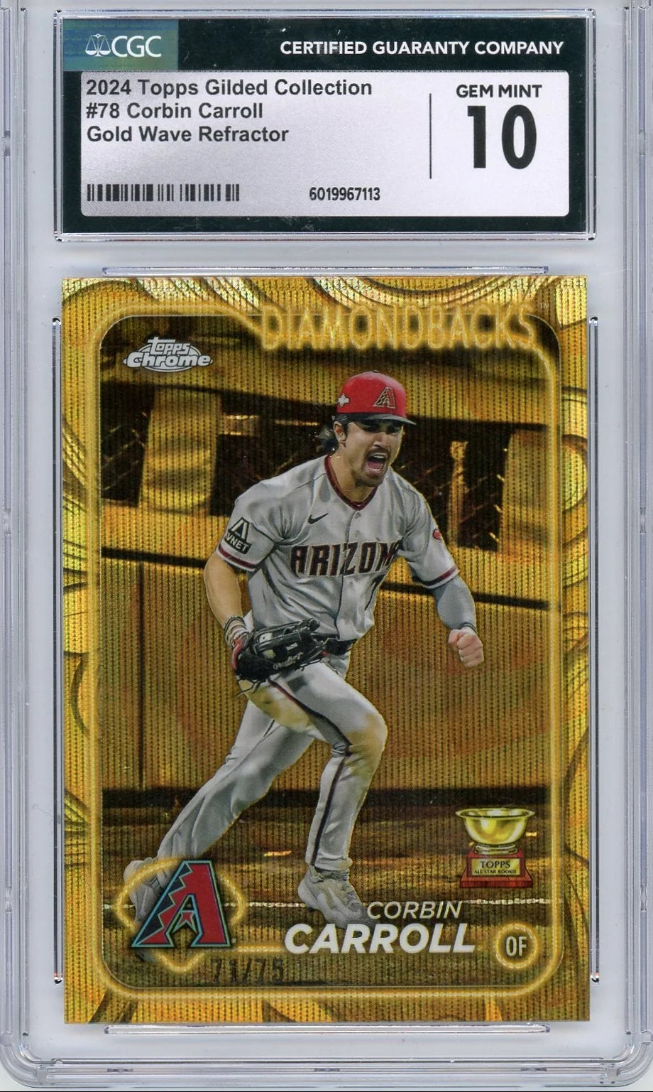 Corbin Carroll 2024 Topps Gilded gold wave ref. #'d 71/75 CGC 10