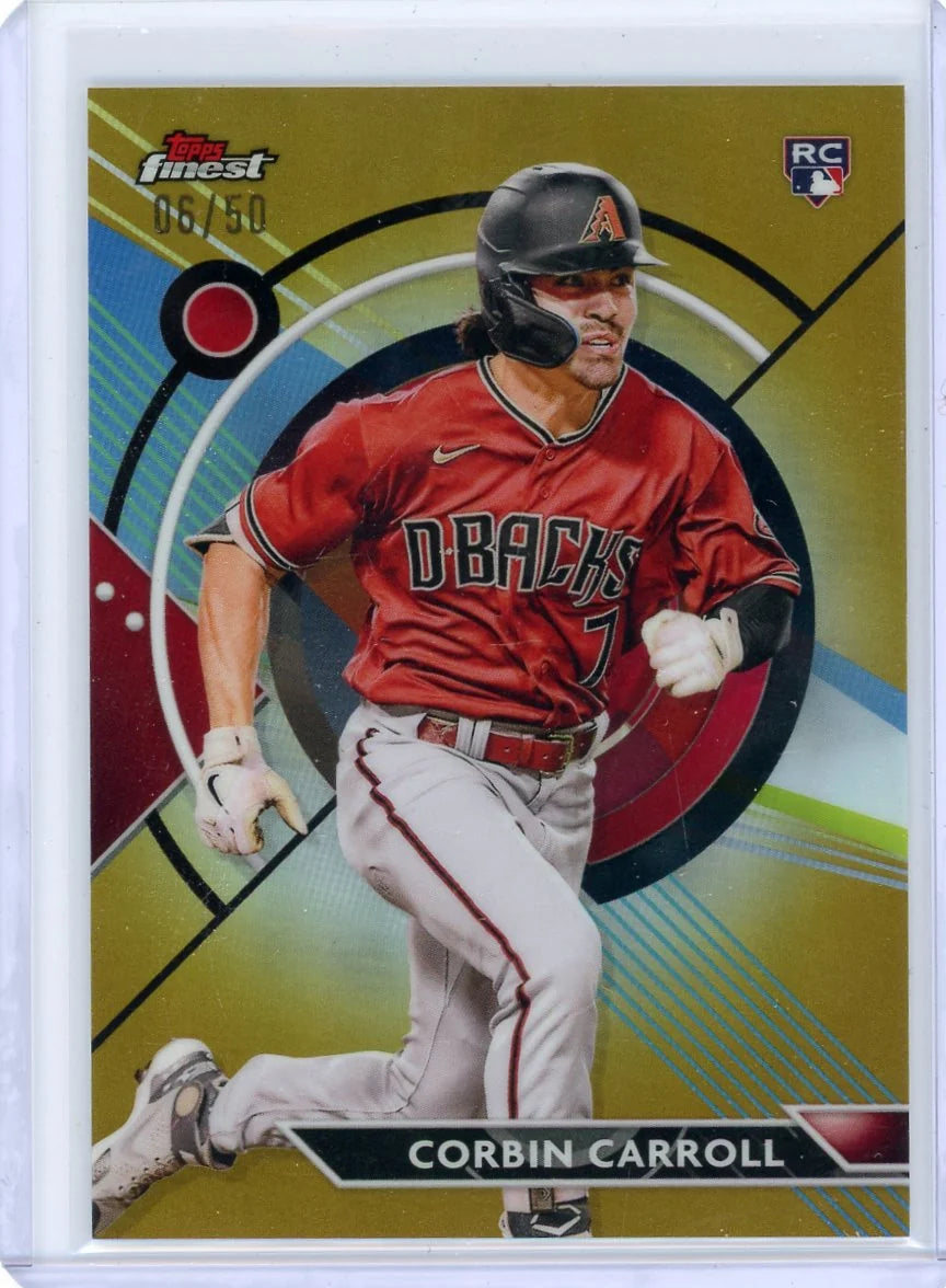 Corbin Carroll 2023 Topps Finest Gold Refractor RC #'d 06/50
