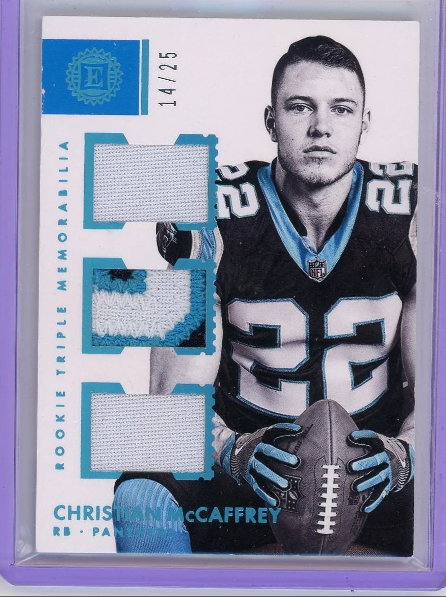 Christian McCaffrey 2017 Panini Encased Rookie Triple Memorabilia #'d 14/25