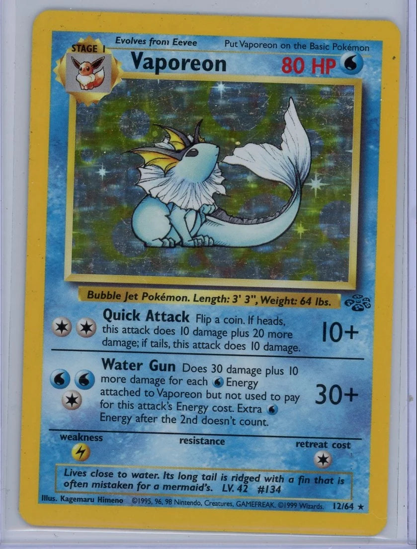 Vaporeon Pokémon Jungle Unlimited Holo Rare (LP)  #12/64