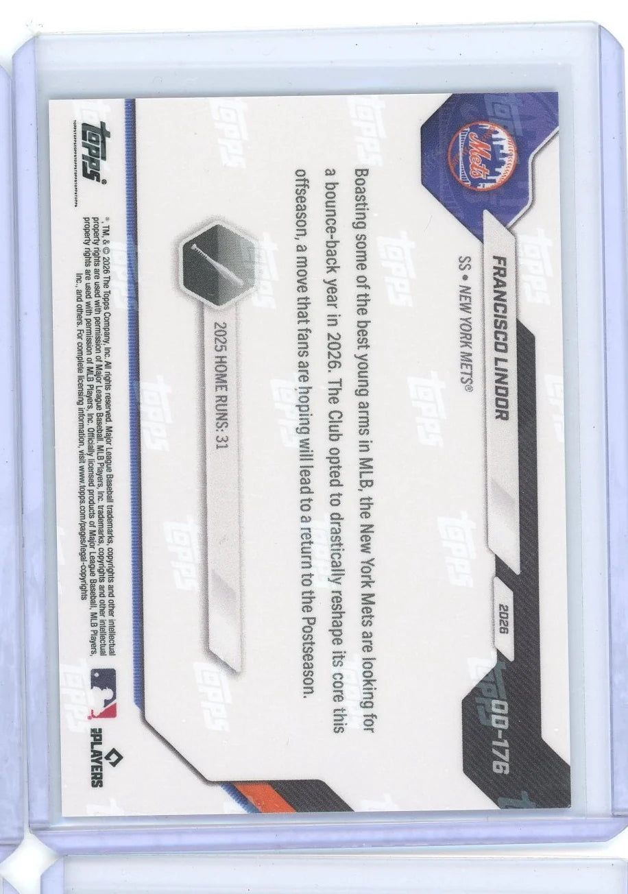 Francisco Lindor 2026 Topps Now Opening Day Green Foil #'d 15/99