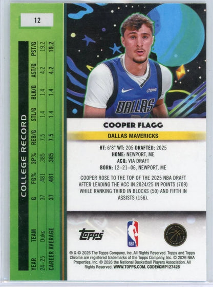 Cooper Flagg 2025-26 Topps Cosmic Chrome Base Rookie Card