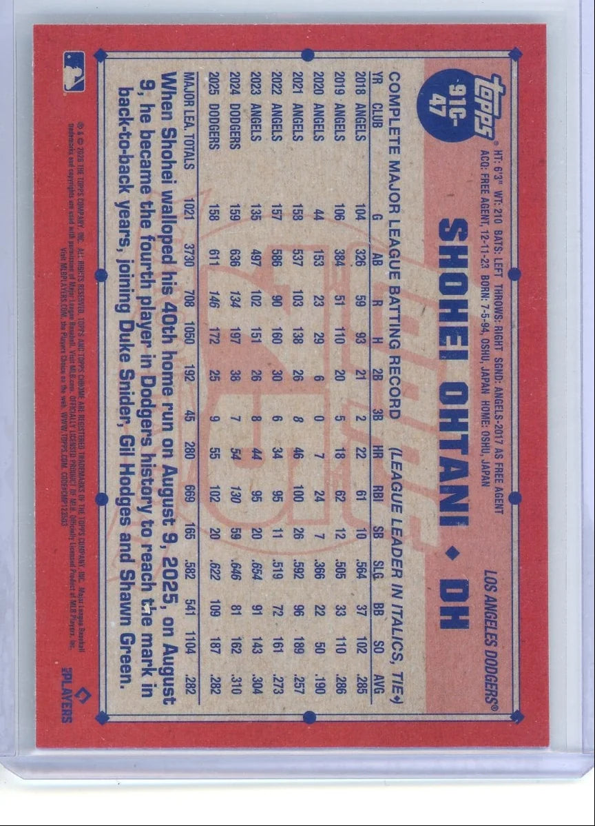Shohei Ohtani 2025-26 Topps Chrome 75 Years of Baseball Mojo Refractor
