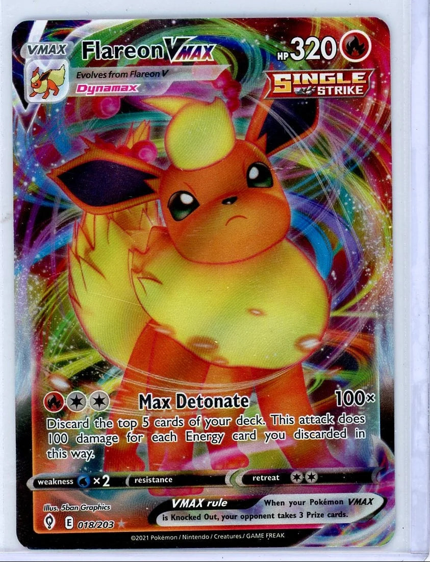 Flareon Vmax Pokémon Evolving Skies Ultra-Rare #018/203