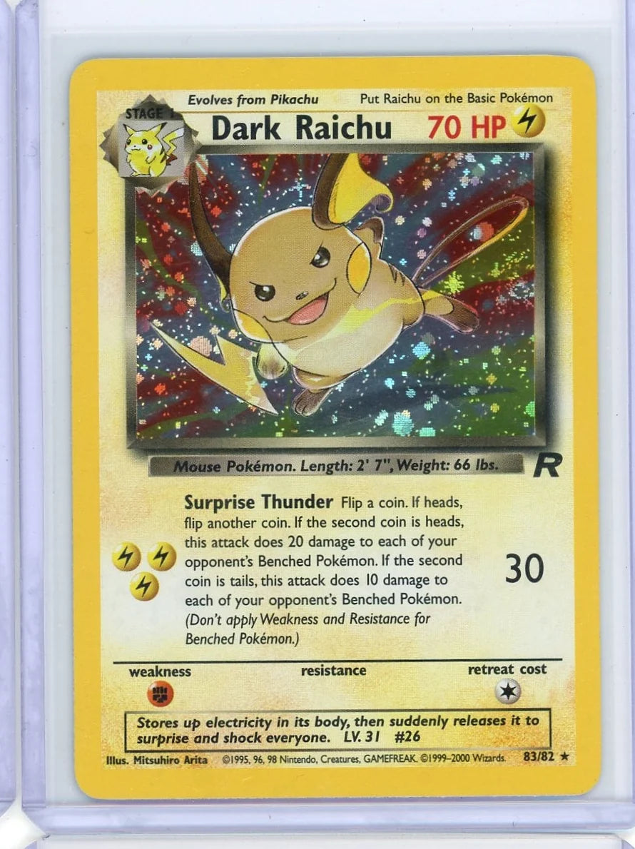 Dark Raichu Pokémon Team Rocket Unlimited Secret Rare #83/82 LP