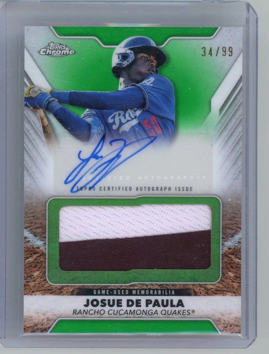Josue De Paula 2025 Topps Pro Debut autograph relic #'d 34/99