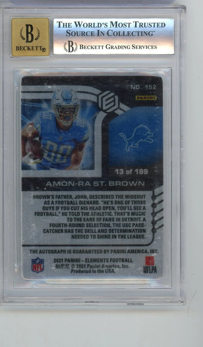 Amon-Ra St. Brown 2021 Panini Elements autograph #'d 13/199 BGS 8.5 AUTO 10
