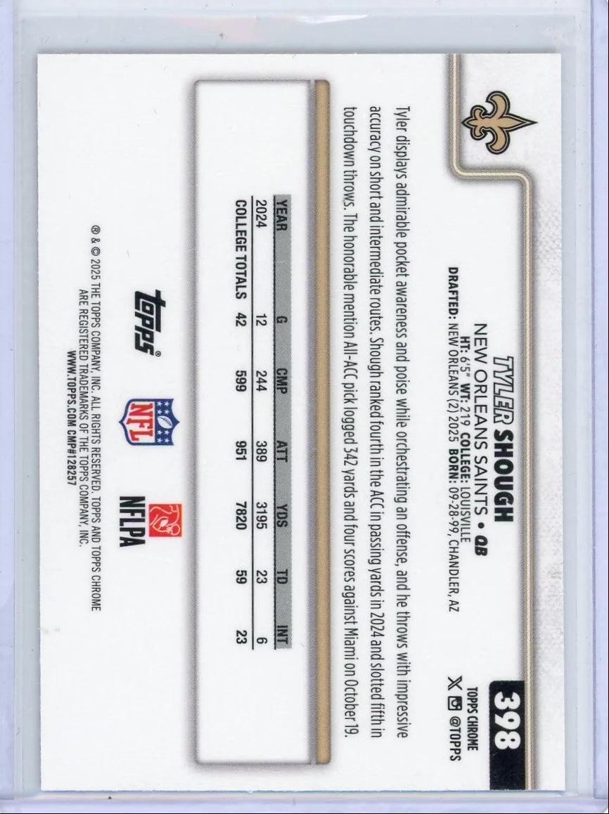Tyler Shough 2025 Topps Chrome RWB ref. RC