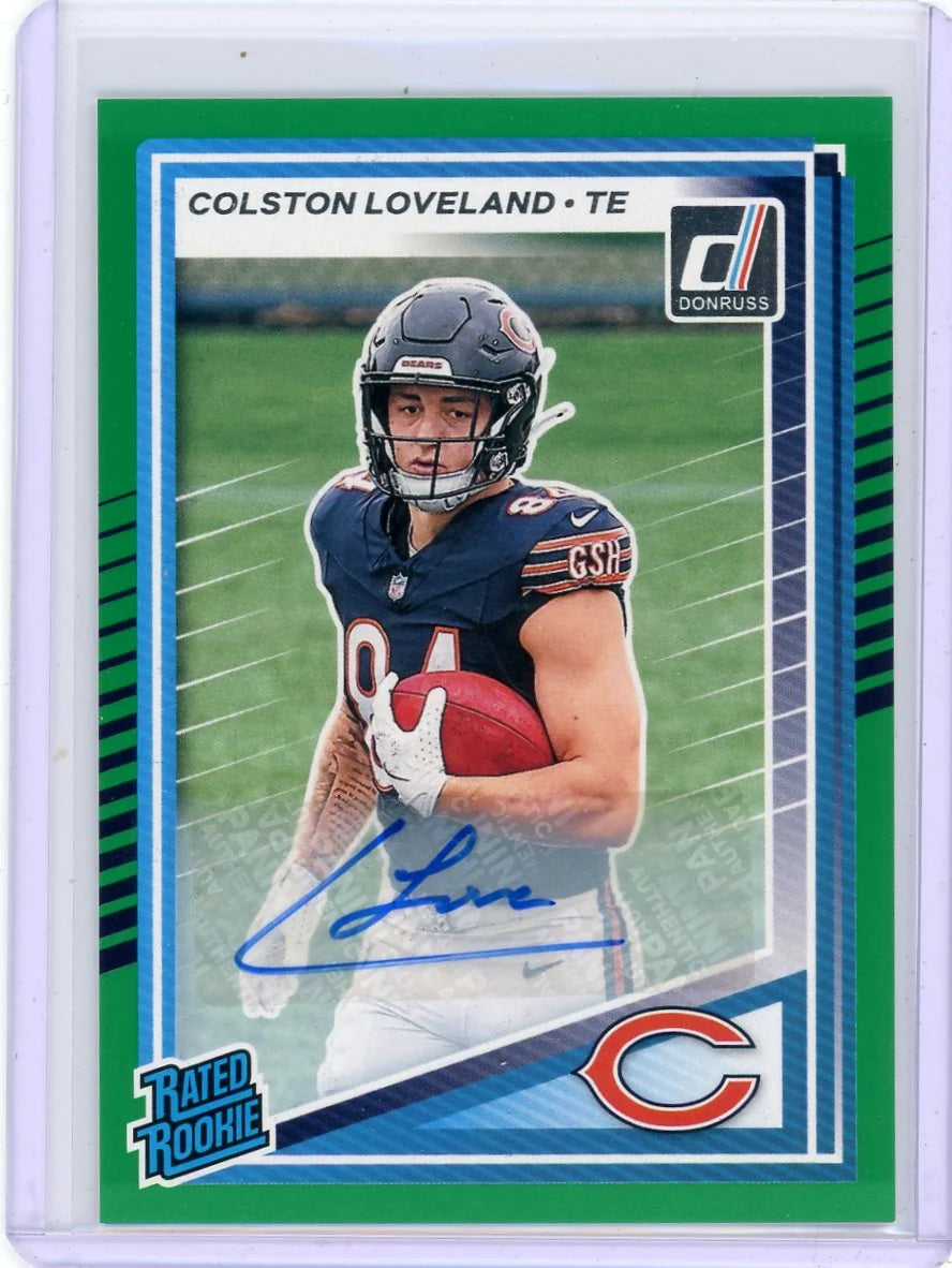 Colston Loveland 2025 Panini Donruss Rated Rookie Auto Green