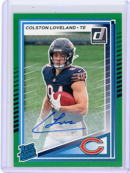 Colston Loveland 2025 Panini Donruss Rated Rookie Auto Green