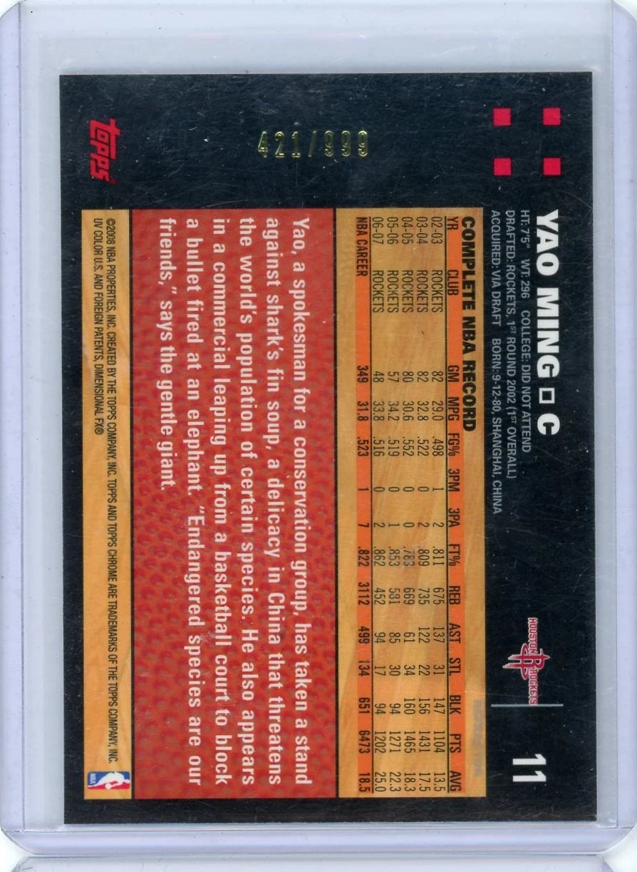 Yao Ming 2007 Topps Chrome refractor #'d 421/999