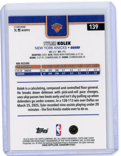 Tyler Kolek 2025-26 Topps Chrome Purple Pulsar Refractor #'d 32/75