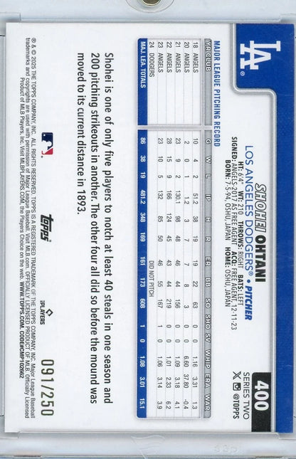 Shohei Ohtani 2025 Topps Series 2 purple holo #'d 091/250