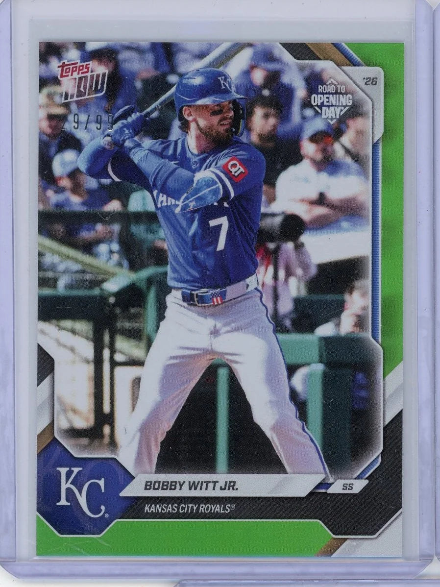 Bobby Witt Jr. 2026 Topps Now Opening Day Green Foil #'d 29/99