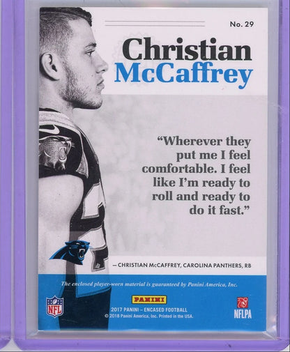 Christian McCaffrey 2017 Panini Encased Rookie Triple Memorabilia #'d 14/25