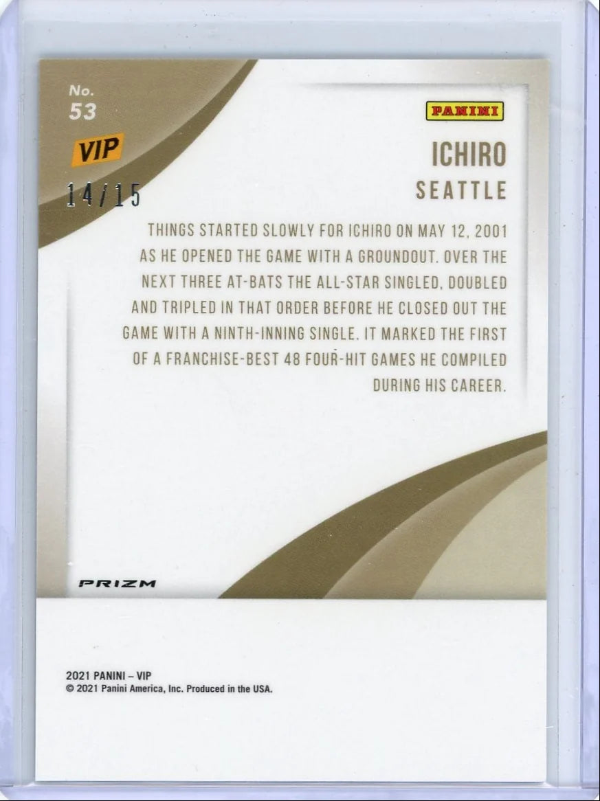 Ichiro 2021 Panini VIP Blue Camo Prizm #'d 14/15