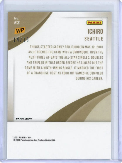 Ichiro 2021 Panini VIP Blue Camo Prizm #'d 14/15