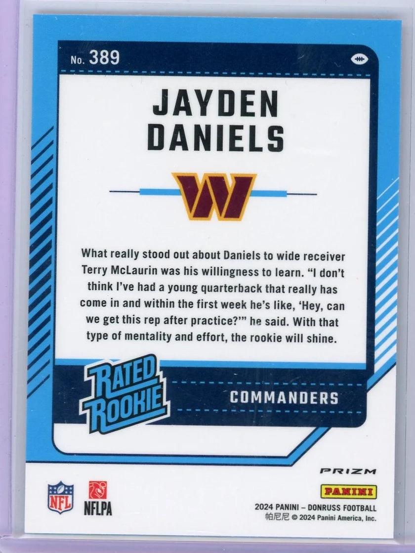 Jayden Daniels 2024 Panini Donruss Optic Red & Green Rated Rookie