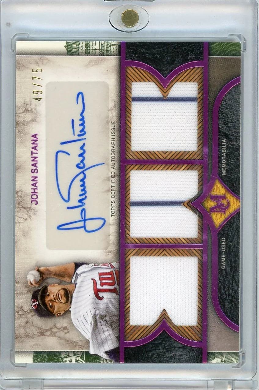 Johan Santana 2025 Topps Museum Signature Swatches Triple Relic Auto #'d 49/75