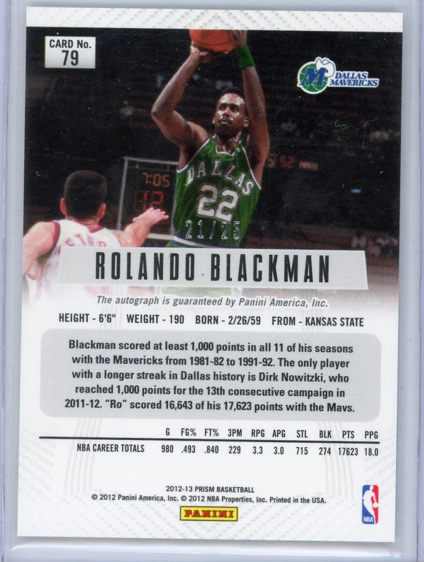 Rolando Blackman 2012-13 Panini Prizm autograph silver #'d 21/25