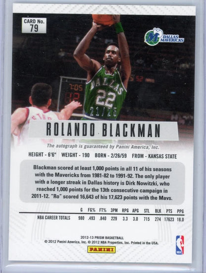 Rolando Blackman 2012-13 Panini Prizm autograph silver #'d 21/25