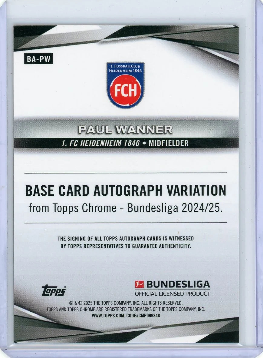 Paul Wanner 2024-25 Topps Chrome Bundesliga Auto Orange Refractor #'d 14/25