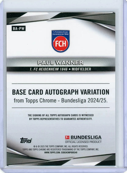 Paul Wanner 2024-25 Topps Chrome Bundesliga Auto Orange Refractor #'d 14/25