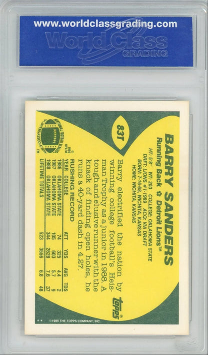 Barry Sanders 1989 Topps Traded Rookie WCG 10