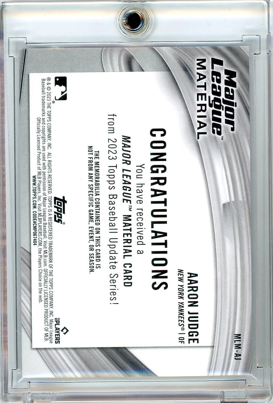Aaron Judge 2023 Topps Update Series Major League Material Jersey Relic