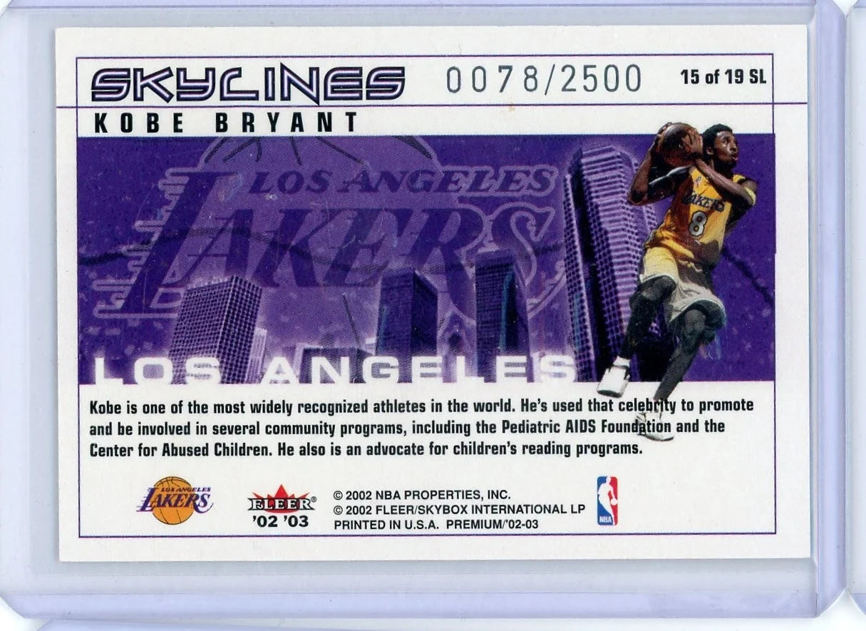 Kobe Bryant 2002 Fleer Premium Skylines #'d 0078/2500