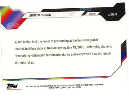 Justin Bieber 2026 Topps NOW #JB01