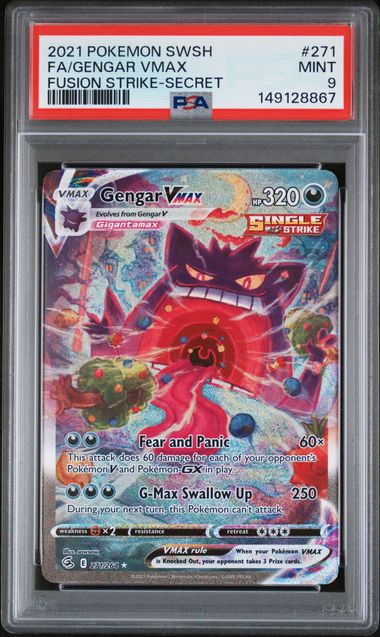 Gengar Vmax Pokémon Fusion Strike Secret Rare #271/264 PSA 9