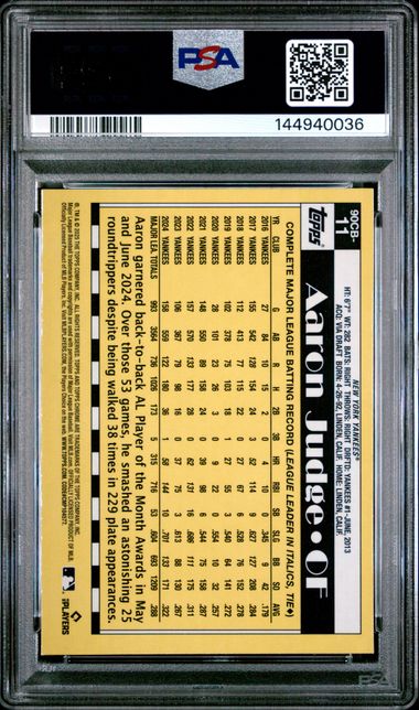 Aaron Judge 2025 Topps Chrome '90 insert PSA 8