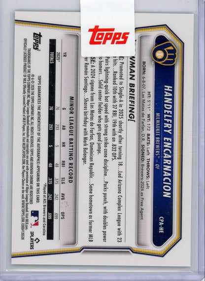 Handelfry Encarnacion 2026 Bowman Chrome 1st Bowman Packfractor Auto #'d 43/89