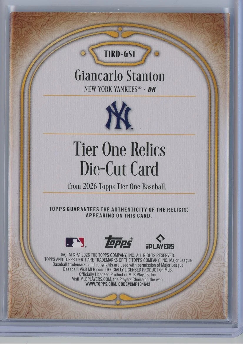 Giancarlo Stanton 2026 Topps Tier One Relic #T1RD-GST #'d to /99