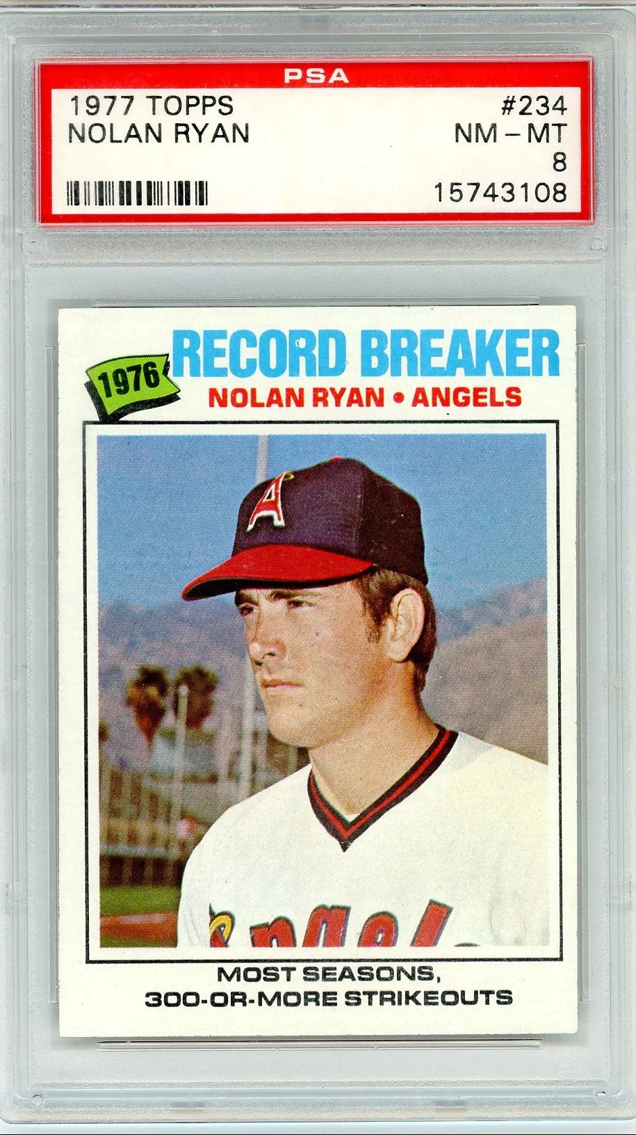 Nolan Ryan 1977 Topps Record Breakers #234 PSA 8