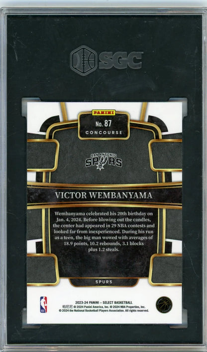 Victor Wembanyama 2023-24 Panini Select Blue retail RC SGC 10